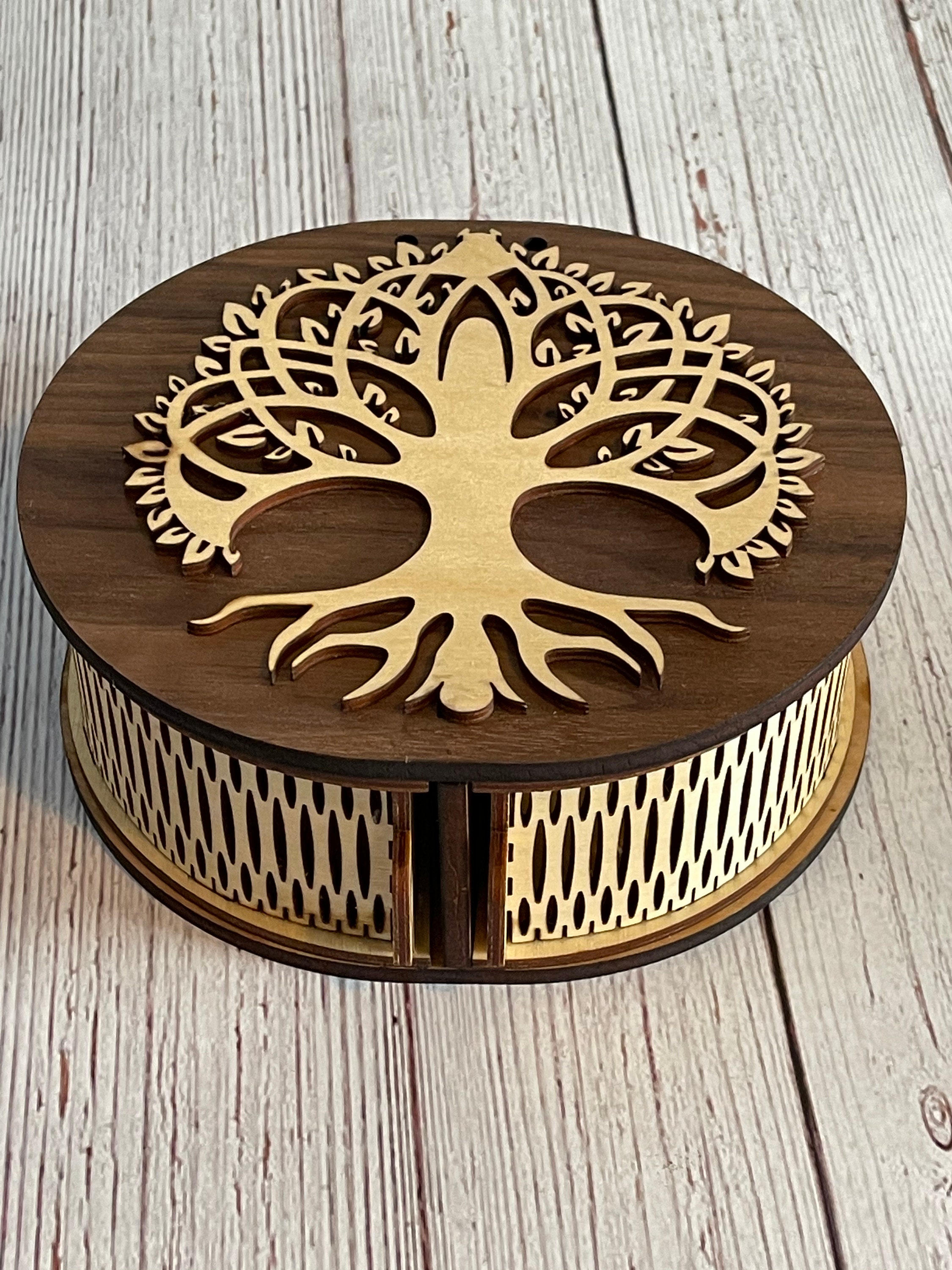 GLOMAXLY Large Tree Of Life Wooden Keepsake Box - Elegant Vintage Jewelry Storage Box Durable Wooden Box For Storing Photos, Gifts, Jewelry, Decorative Memory Boxes With Anti-Slip Pads