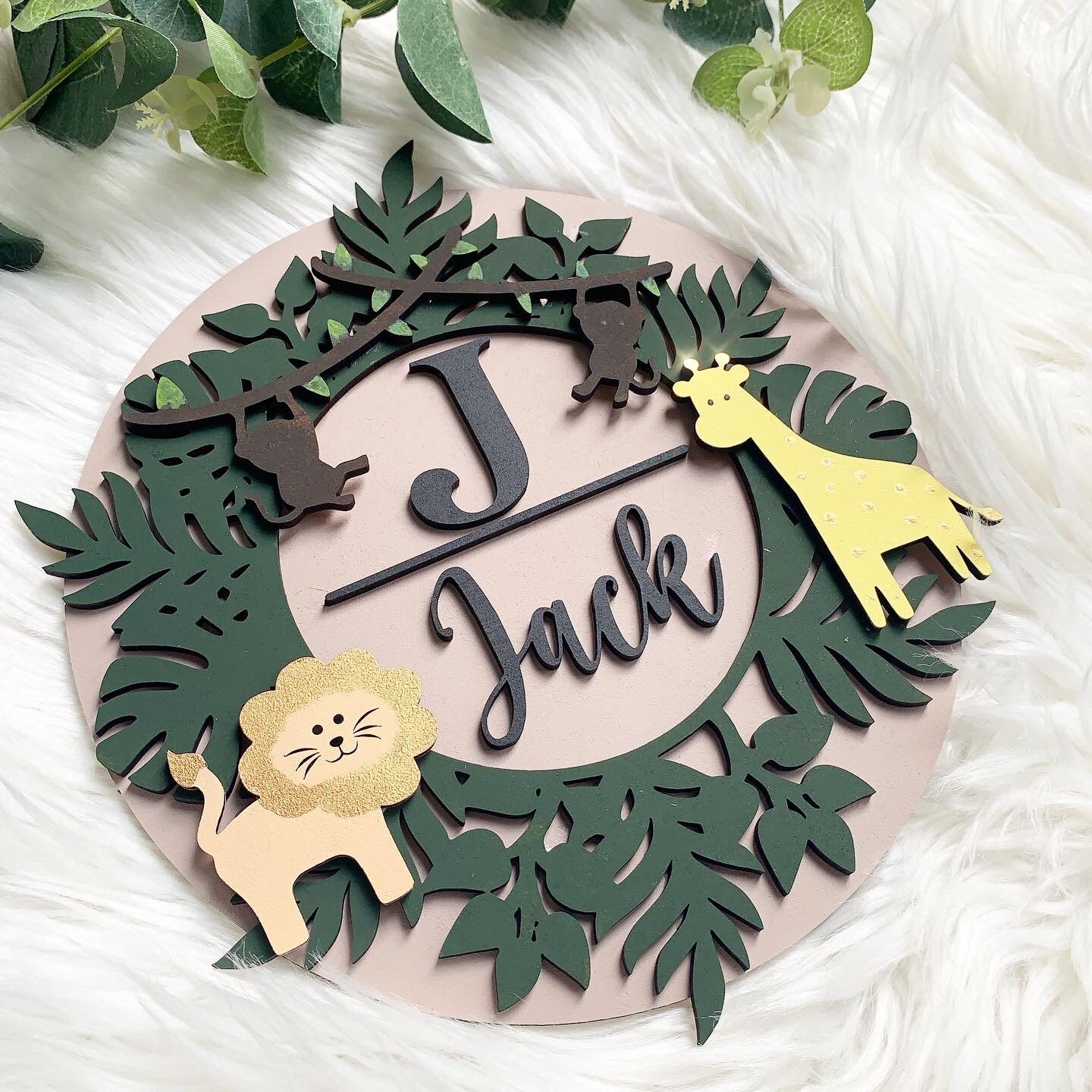 Personalised Safari themed name plaque/door & wall sign wall Etsy