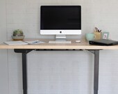 Wooden Adjustable Standing Desk Solid Maple Hardwood with Steel Adjustable Electric Base 30 quot x 54 quot Amish Made in Lancaster County, PA