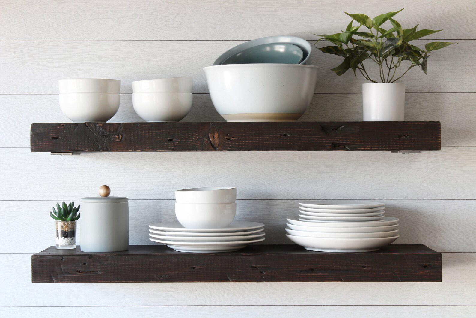 Deep Floating Shelves Kitchen Dishes Low Profile Brackets Etsy