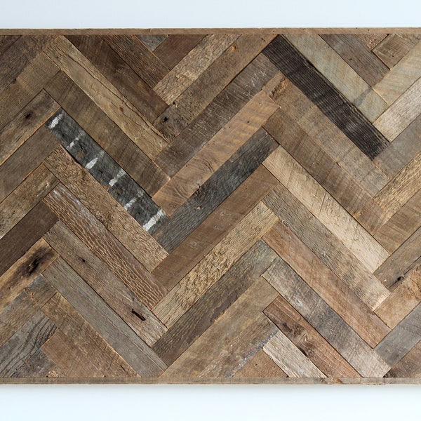 Reclaimed Wood Wall Art Herringbone Design | Industrial, Rustic Barn Wood | Amish Handcrafted in Lancaster County, PA