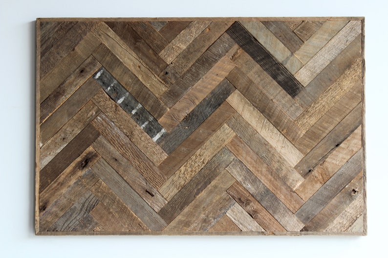 Reclaimed Wood Wall Art Herringbone Design Industrial Rustic Barn Amish Handcrafted In Lancaster County Pa