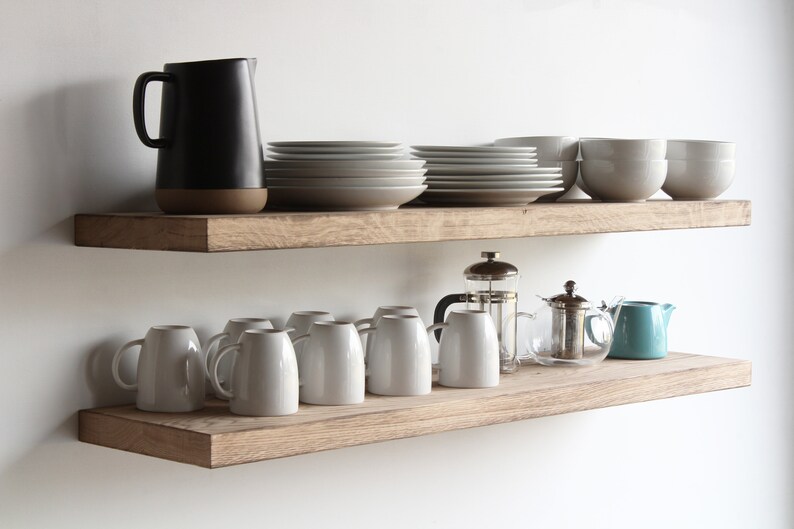 Deep Floating Shelves Kitchen Dishes Modern Sleek Etsy