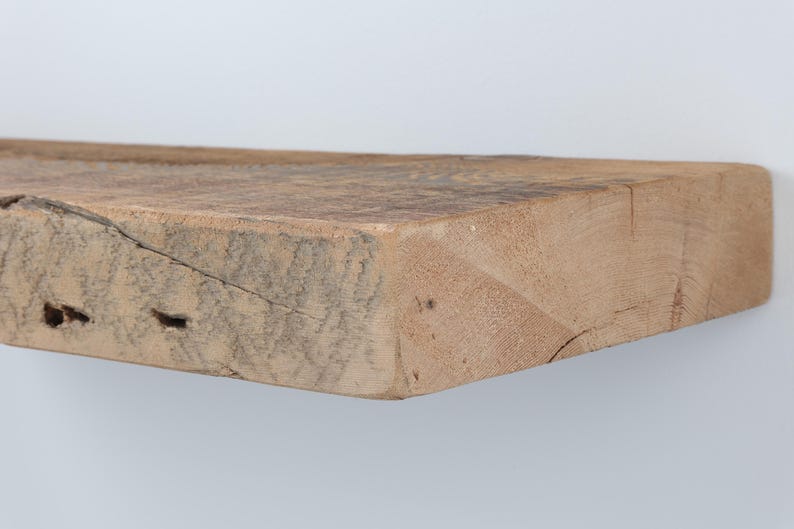 Estantes flotantes profundos de madera de granero recuperada / Viga de granero de 3" / Hechos a mano por Amish / Juego de 2 / Soportes de perfil bajo imagen 3