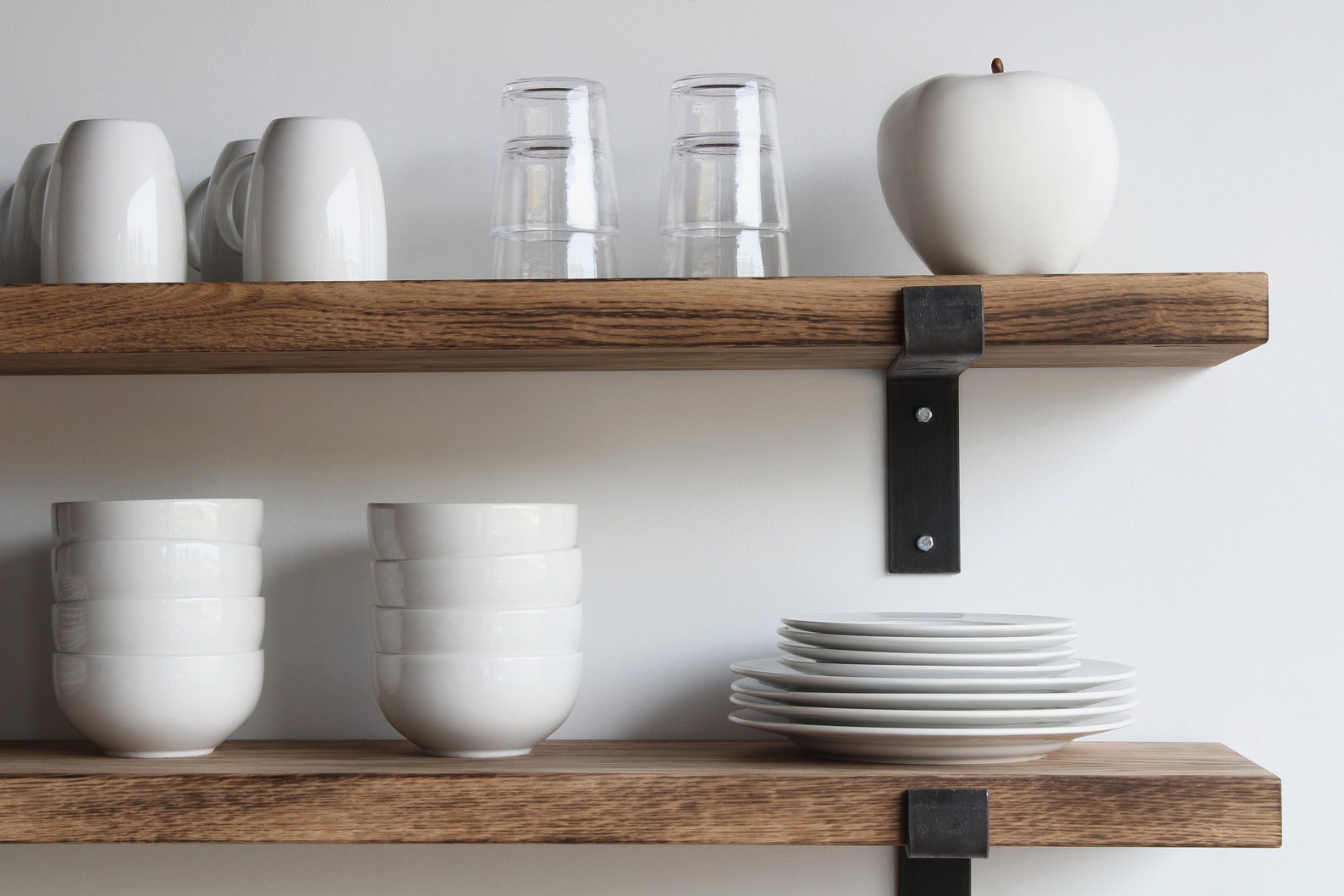 Deep Kitchen Shelves Hardwood Set of 2 Modern Sleek Etsy