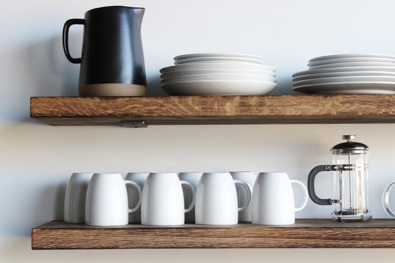 Deep Floating Shelves Kitchen Dishes Modern Sleek Etsy