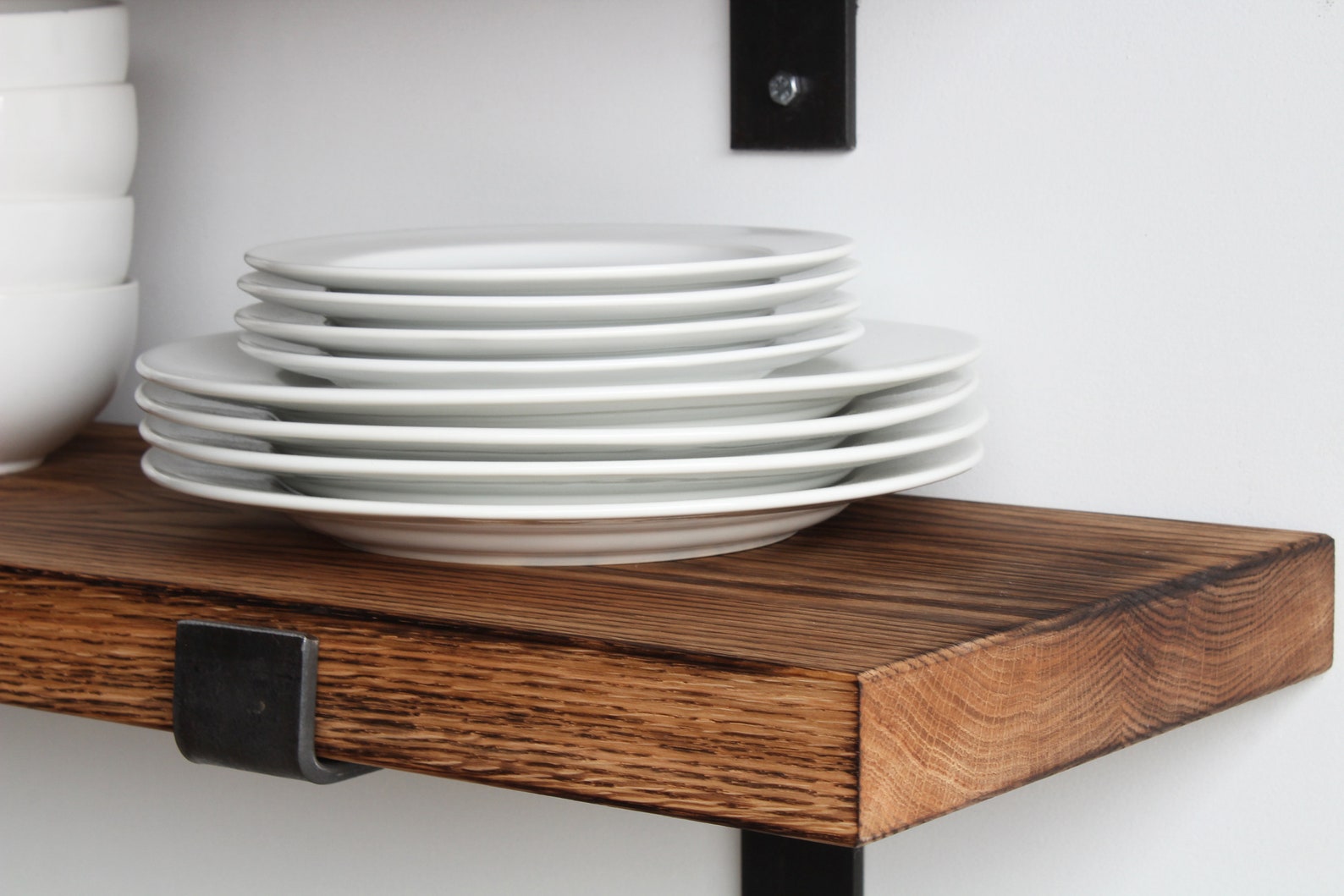 Deep Kitchen Shelves Hardwood Set of 2 Modern Sleek Etsy