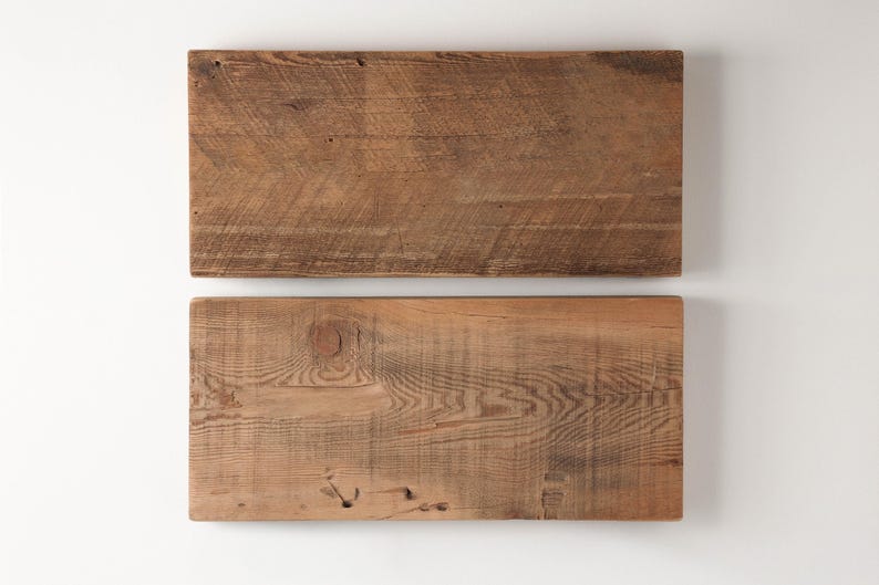 Estantes flotantes profundos de madera de granero recuperada / Viga de granero de 3" / Hechos a mano por Amish / Juego de 2 / Soportes de perfil bajo imagen 4