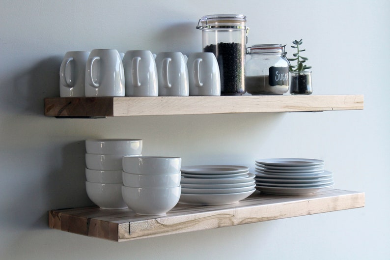 Deep Floating Shelves Set of 2 Modern Sleek Hardwood Etsy