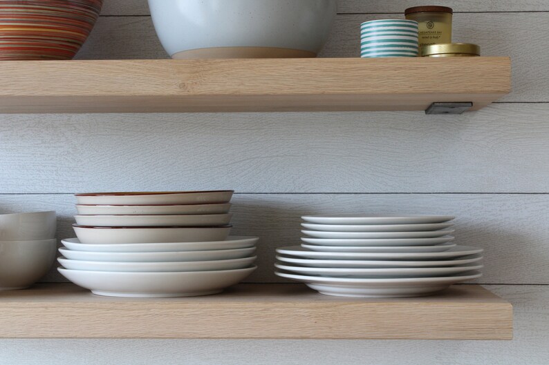 White Oak Deep Floating Shelves Set of 2 Modern Sleek Etsy