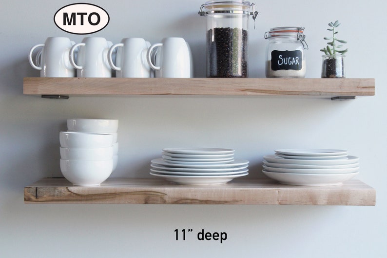 Deep Floating Shelves Kitchen Dishes Modern Sleek Etsy