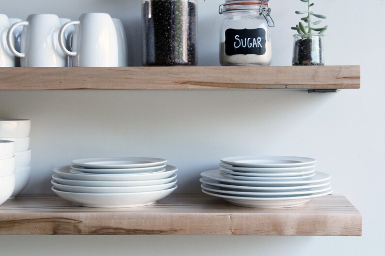 Deep Floating Shelves Kitchen Dishes Modern Sleek Etsy