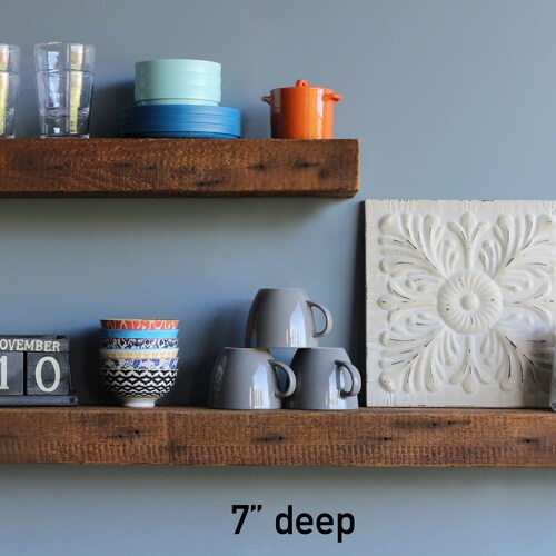 Reclaimed Wood Floating Shelves Set of 2 Industrial Rustic Etsy