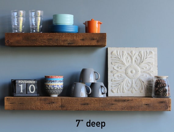 Reclaimed Wood Floating Shelves Industrial Rustic Genuine Etsy
