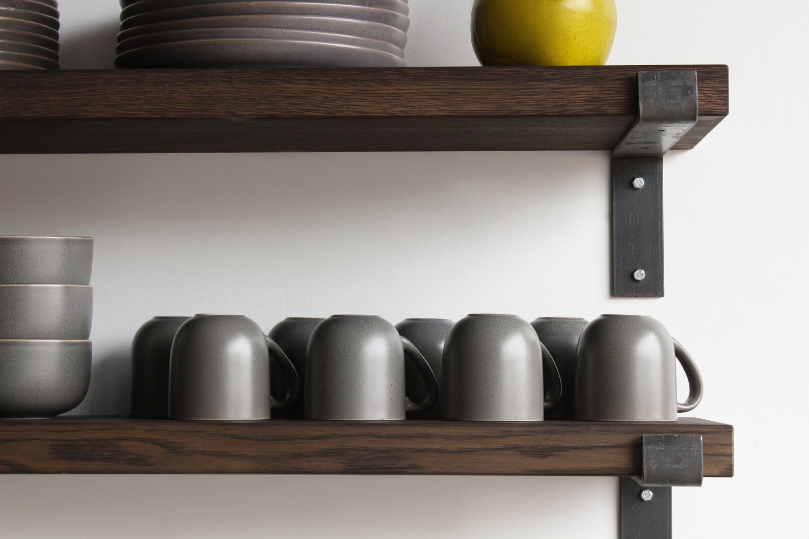 Deep Kitchen Shelves Hardwood Set of 2 Modern Sleek Etsy