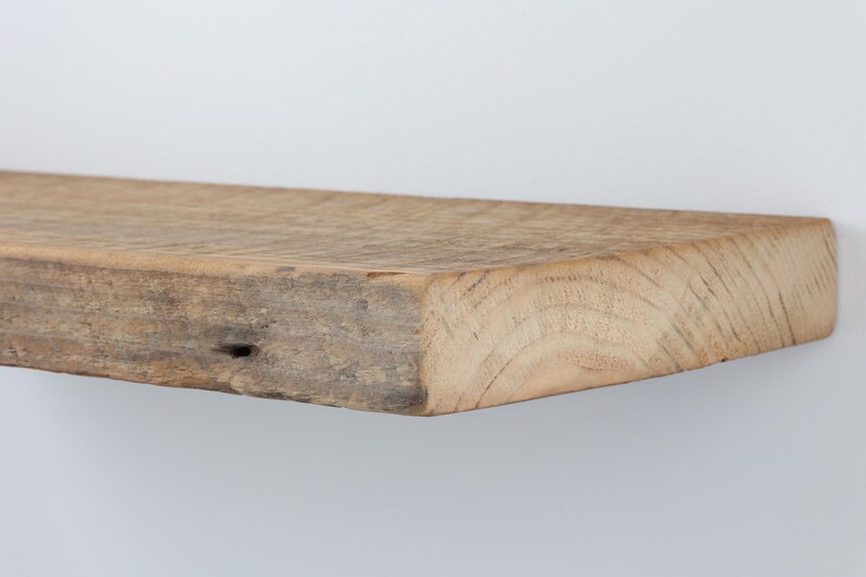 Reclaimed Barn Wood Deep Floating Shelves | 2" Barn Plank | Amish Handcrafted | Set of 2 | Low Profile Brackets image 3