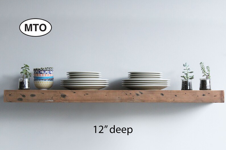 Deep Floating Shelves Kitchen Dishes Low Profile Brackets Etsy