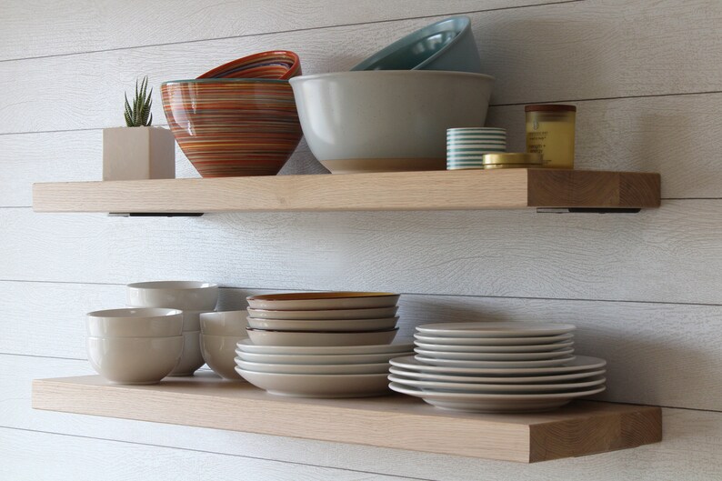 White Oak Deep Floating Shelves Set of 2 Modern Sleek Etsy