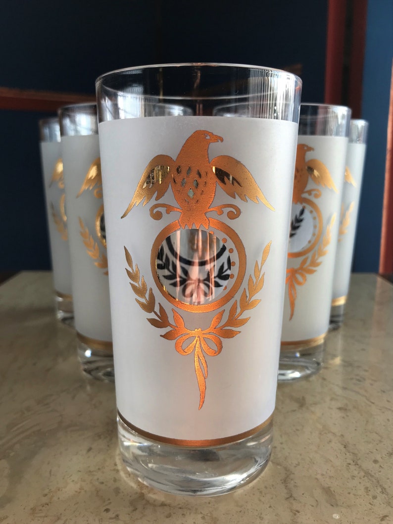 Libbey Federal Eagle Gold Highball Glasses Libbey Glassware Etsy