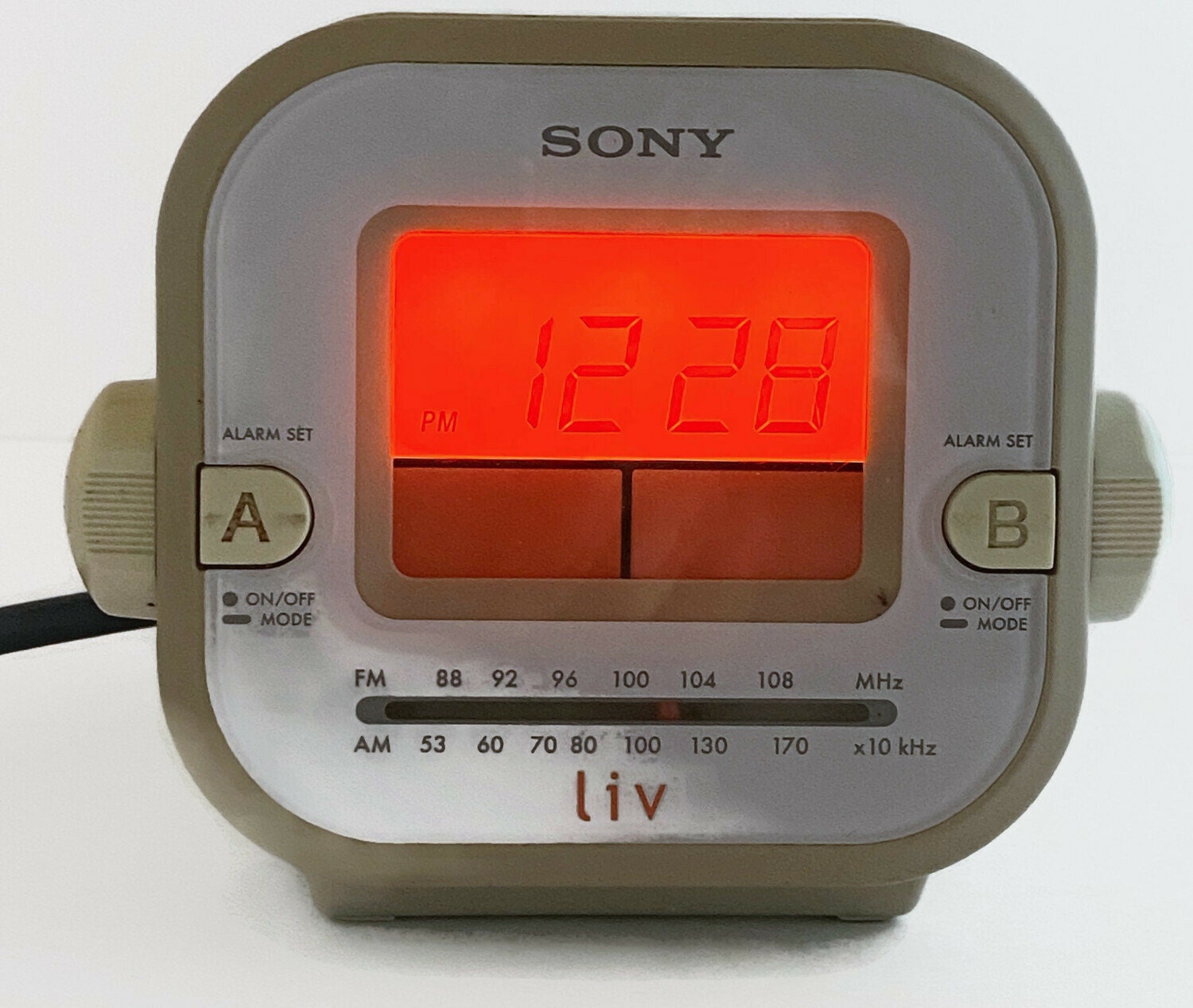 Sony Dream Machine ICF-C180 AM/FM Radio Clock Dual Alarm White Square Retro Grey 