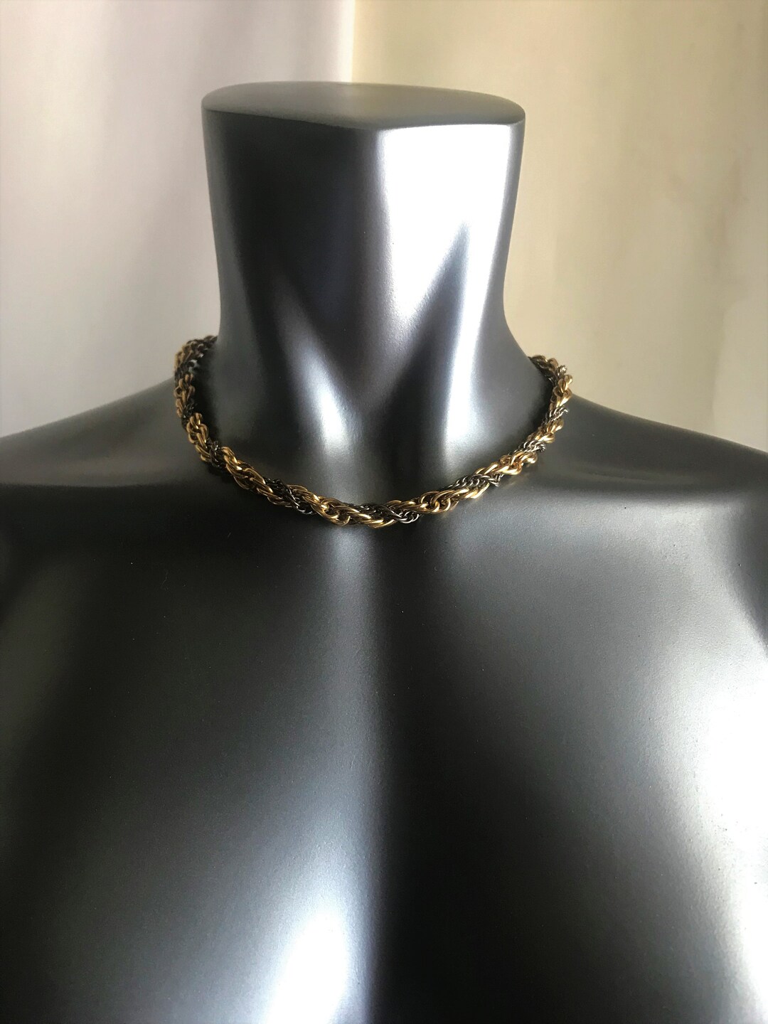 Women's Choker Rope Chain, Gold Tone and Stainless 40cm Long, Vintage ...
