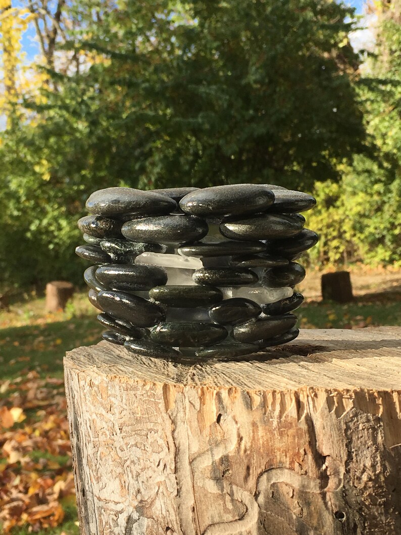 Natural Stone/beach Glass Votive Candle Holder Etsy