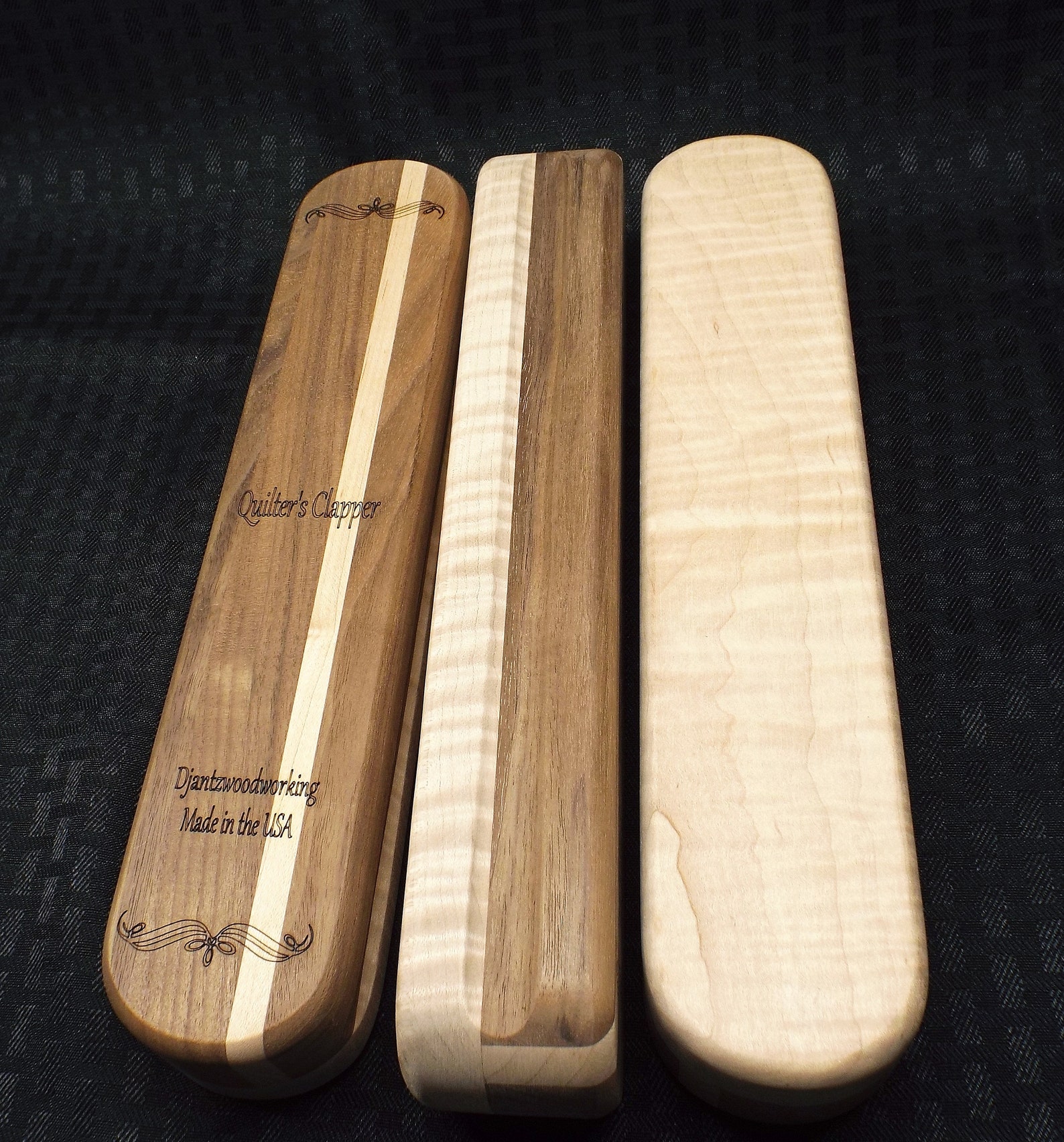 Best Hardwood Handcrafted Quilters/ Tailors Clappers Walnut and Curly