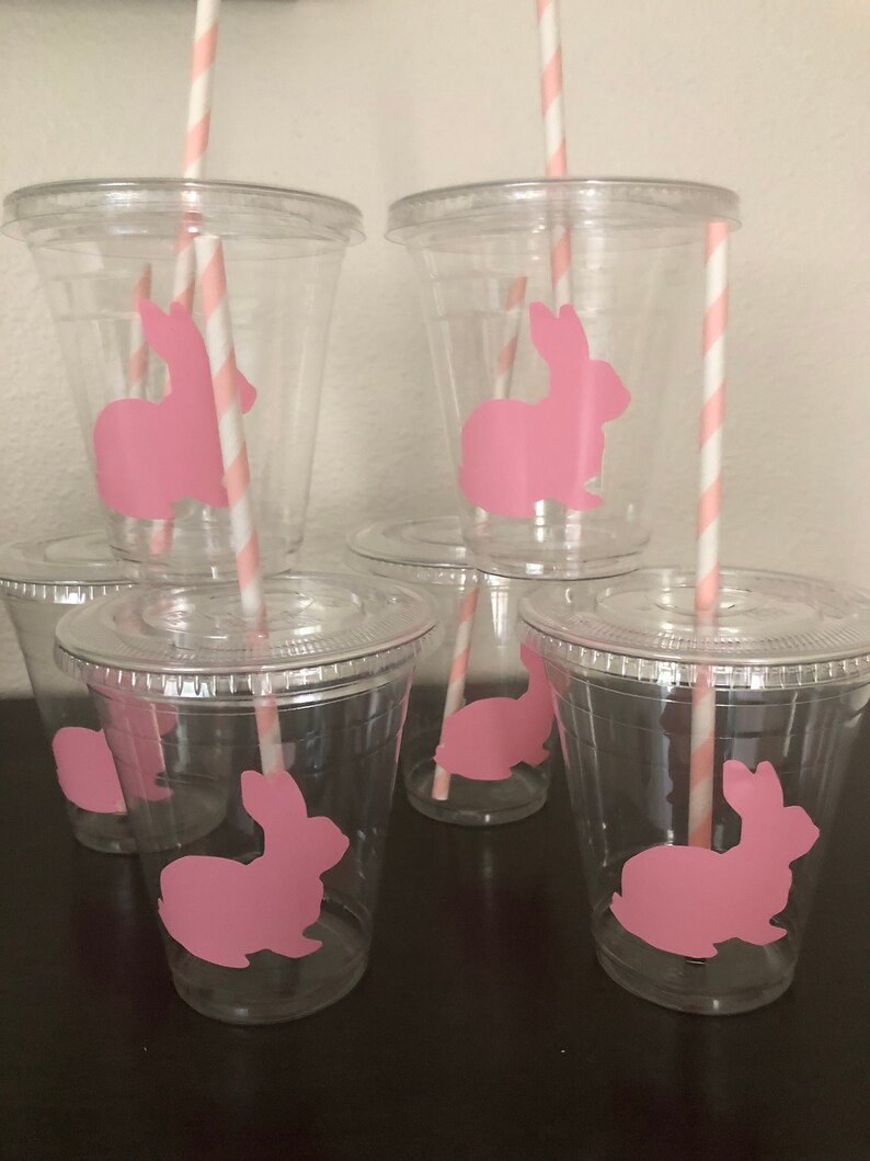 Bunny Rabbit Party Cups With Lids and Straws Easter Baby Etsy