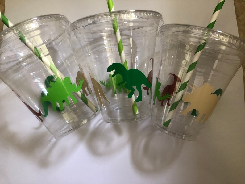 Dinosaur Dino Party Cups 12oz Disposable Cup With Lid and Etsy