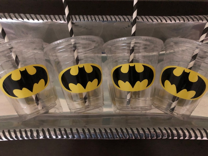 20 Batman Party Cups 12oz clear disposable plastic cups with lids and straws Superhero Birthday Baby Shower 20 Batman Party Cups 12oz clear disposable plastic cups with lids and straws Superhero Birthday Baby Shower