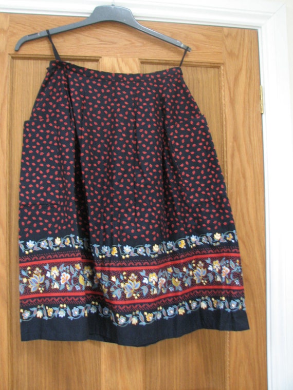 Vintage 1970s Folk Prairie Skirt Big Pockets Wais… - image 1