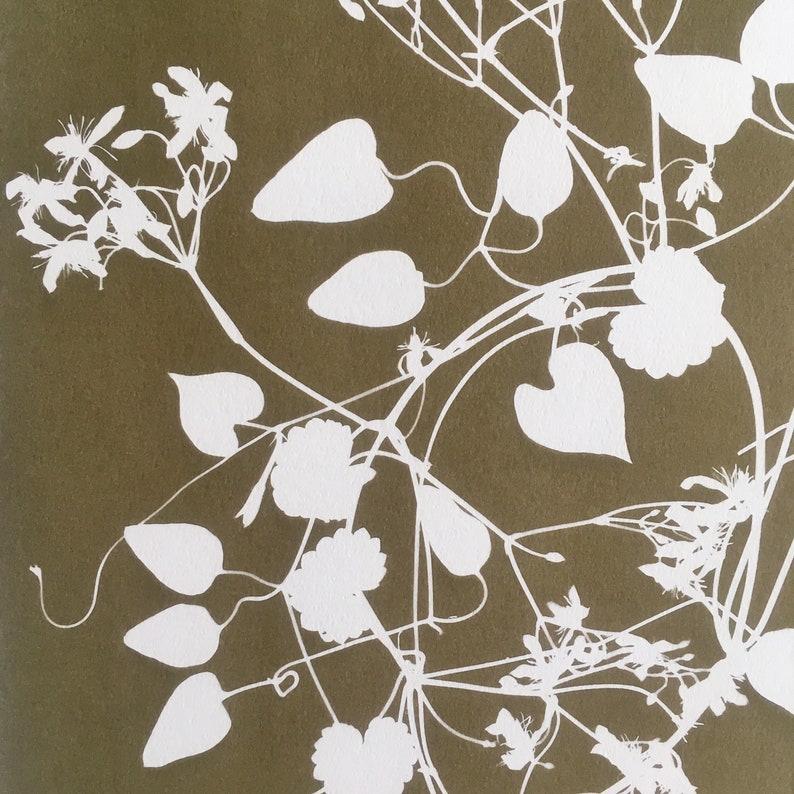 Coffee Colored Clematis Vine Wreath Print