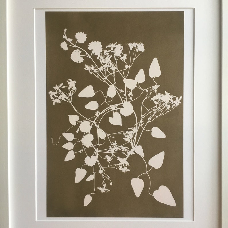 Coffee Colored Clematis Vine Wreath Print