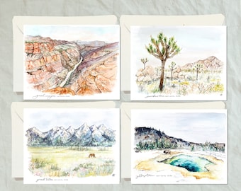 Northwest Choose Your Own Set- National Parks Watercolor Art Gift Set- Blank Notecards- Southwest Southeast Midwest Northeast