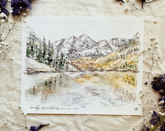 The Stanley Hotel Watercolor Painting Estes Park, Colorado Colorado  Mountain Wedding Colorado Hotel 