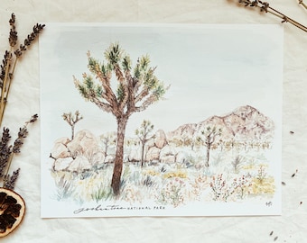 Joshua Tree National Park Print: Fine Art Watercolor Painting