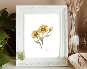 Wildflower Watercolor Print: Desert Floral Botanical Art