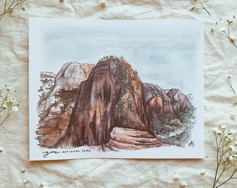 Zion National Park Watercolor Print: Southwest Utah Art