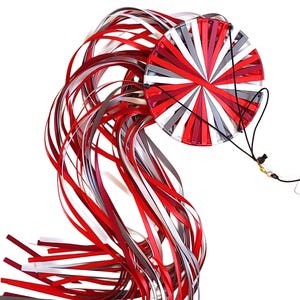 Bama Champs! Ribbon Windsock, Wind Ribbons, Streamer, Unique Handcrafted of Double-Faced Satin Ribbon colors Wine, Red, Pewter, and White.