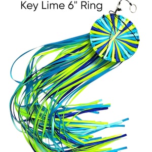 Key Lime!  Ribbon Windsock, Wind Ribbons, Streamer of Double-Faced Satin Ribbon in Colors Navajo Turquoise, Aegean Blue, Key Lime, Cobalt