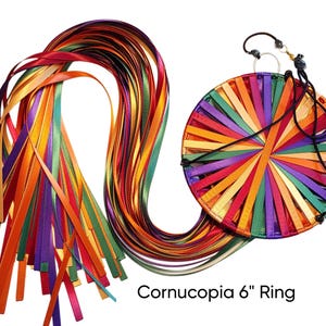 Cornucopia! Ribbon Windsock, Wind Catcher, Spinner, Double-faced Satin Ribbon, colors Forest, Regal Purple, Wine, Ginger, and Old Gold