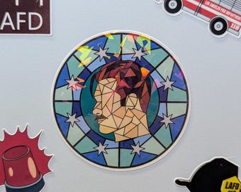 Eddie Diaz Stained Glass Holographic Sticker