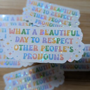 Respect Pronouns Holographic Sticker