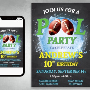 Pool Football Birthday Invitation: Summer Sports Party (Digital Invitation)
