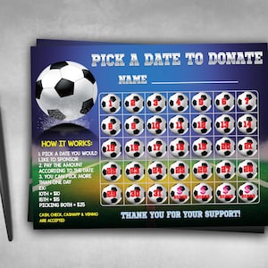Editable Soccer Fundraiser Calendar: Printable Sports Team Donation (PDF & PNG)