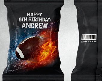 Football Birthday Chips Bag Label: Personalized Party Favor (Digital Download)