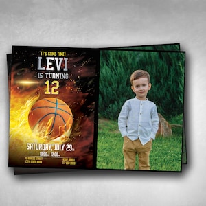 Basketball Birthday Invitation with Photo: Editable Sports Party Invite (Digital Download
