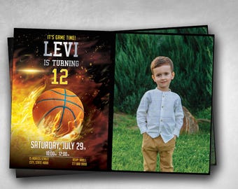 Basketball Birthday Invitation with Photo: Editable Sports Party Invite (Digital Download
