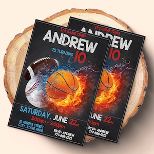 Sports Birthday Invitation Template: All Star Theme (Digital Download)