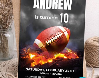 Football Birthday Invitation, Sports Party Invite, Editable Canva Template (Digital Download)